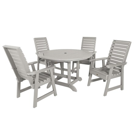 Highwood Usa Weatherly 5pc Round Outdoor Patio Furniture Dining Set AD-DNW48-HGR